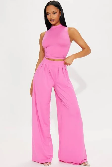 outfits Fashion Nova Sleeveless Tank Top and Wide Leg Pant Set Fashion Nova $29.99
