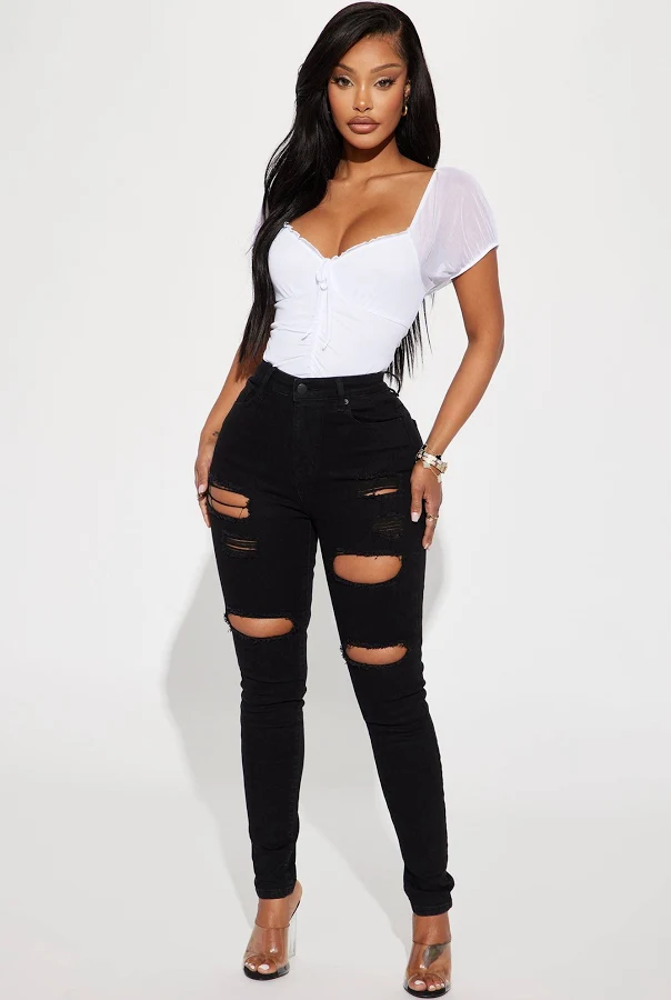 jeans Fashion Nova Women's Decker Ripped High Rise Stretch Skinny Jeans Fashion Nova $17