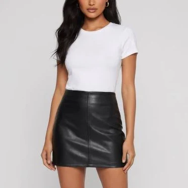bottom Faux Leather High Waisted Mini Skirt Rainbow Shops $14.97