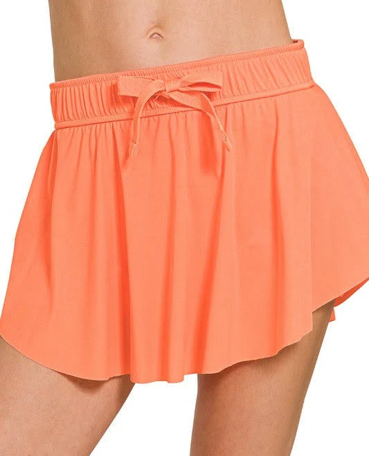 skirt FINAL SALE Ruffle Hem Skirt with Inner Pockets - Coral coral / XL The Radish Loft Apparel & Gifts $12.48