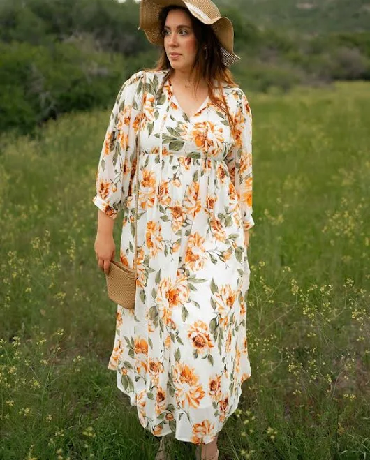 dress Floral Midi Dress with Bishop Sleeves Etsy - Seller $58