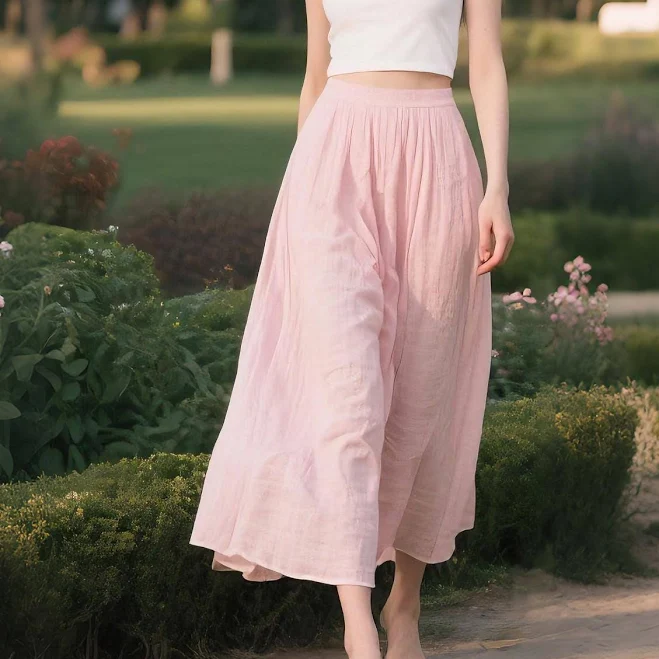 skirt Flowy A-Line Linen Cotton Skirt with Pockets Etsy - Seller $44.11