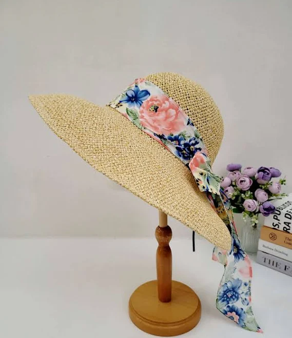 accessory Foldable Natural Straw Sun Hat Extra Wide Brim Adjustable Fit Beachwear Comfortarians $38.5