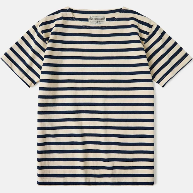 t-shirt French Sailor Boat Neck Breton Stripe T-Shirt Olderbest $25.14