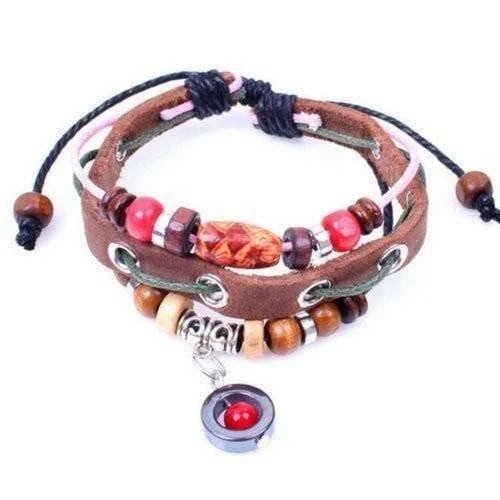 accessory Funky Rainbow Beaded Leather Bracelet The Boho Hippie $12.95
