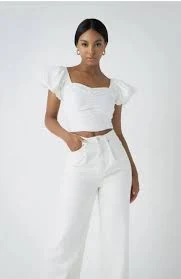 top GAP White Cotton Crisp Puff Sleeve Crop Peasant Blouse Sz XS eBay $15