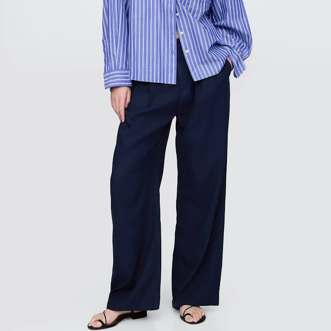 bottoms Gap Women's 365 High Rise Linen-Blend Trousers Gap $44