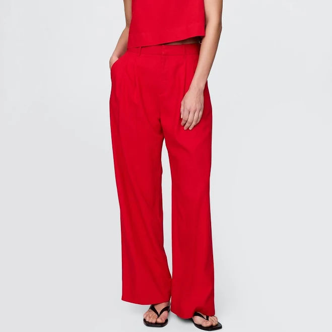 pants Gap Women's 365 High Rise Linen-Blend Trousers Gap $44