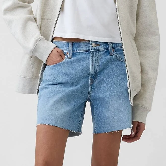 bottoms Gap Women's 5" Mid Rise Soft Denim Shorts Gap Factory $19.99