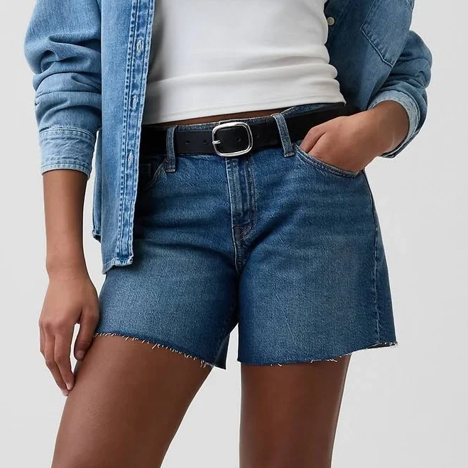 bottoms Gap Women's 5" Mid Rise Soft Denim Shorts Gap Factory $19.99