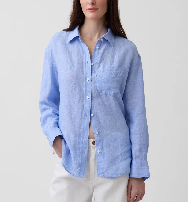outerwear Gap Women's Oversized Linen Shirt Gap $63