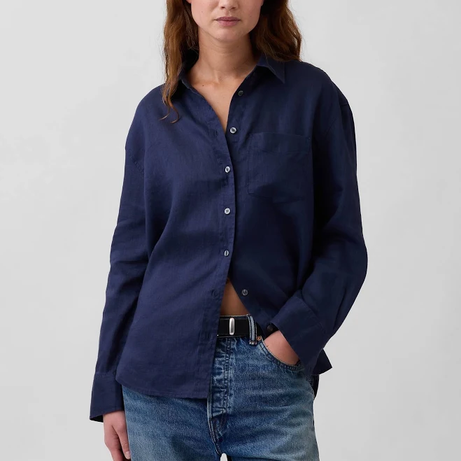 button down shirt Gap Women's Oversized Linen Shirt Gap $79.95