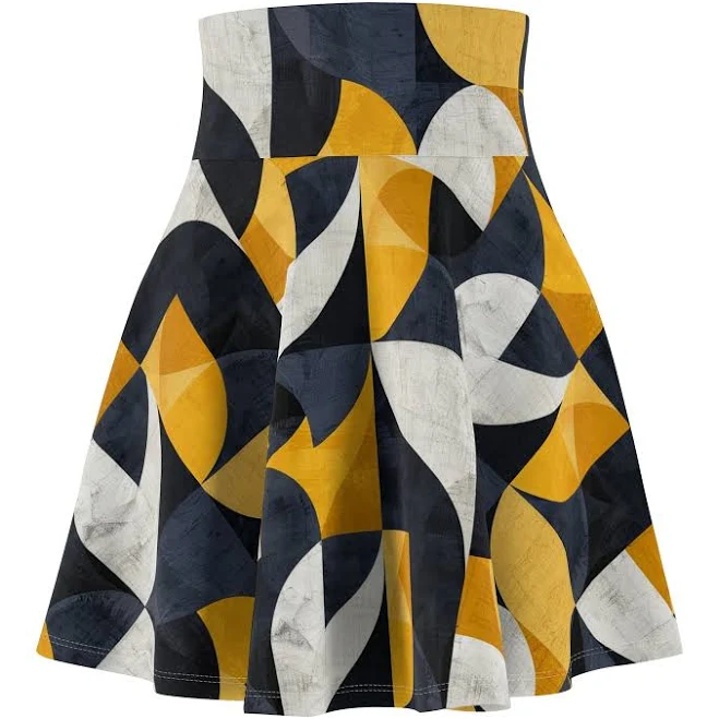 bottoms Geometric Statement Skirt High Waist Knee-length Black Navy Mustard eBay - bwdesignsmerch $64