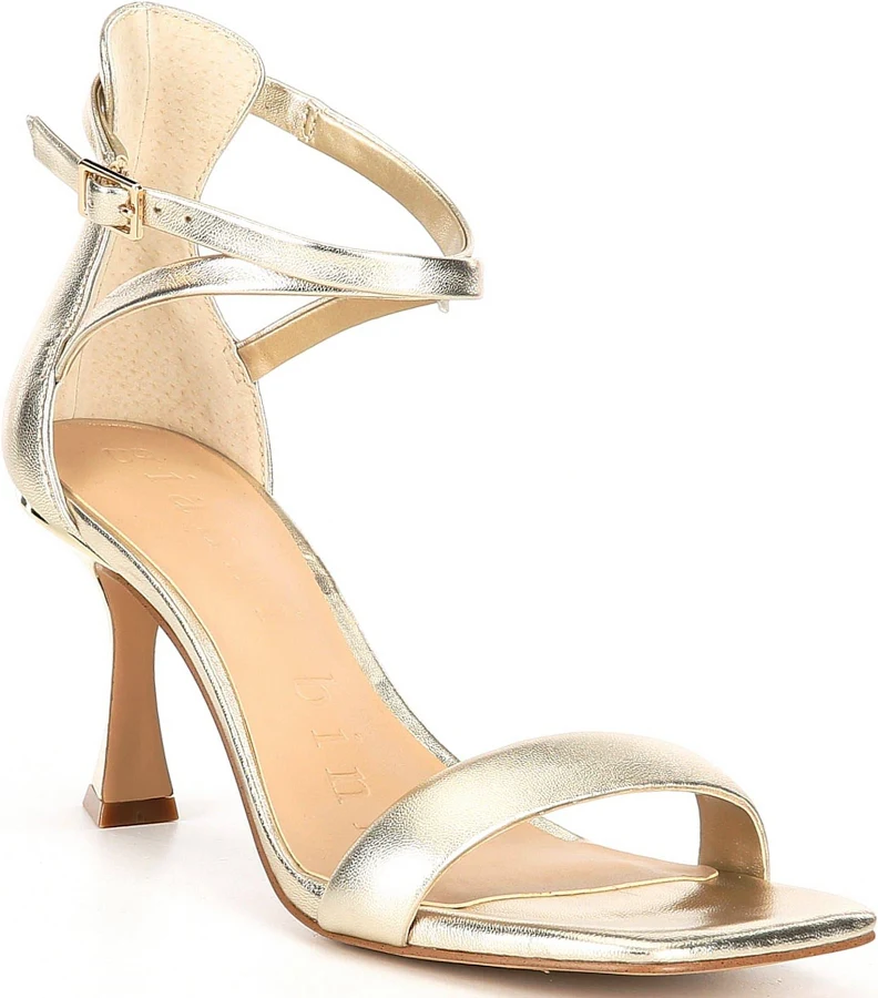 shoes Gianni Bini Layney Metallic Leather Square Toe Strappy Dress Sandals Dillard's $60.29