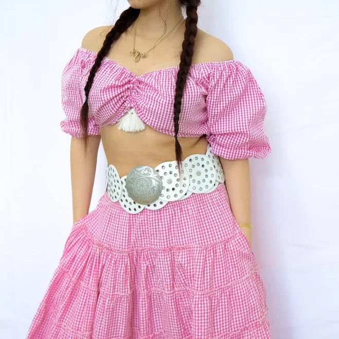 top Gingham Puff Sleeve Crop Top karmanepalcrafts $27.95
