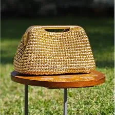 bag Gold Woven Metallic Raffia Leather Pouch Clutch Hand Bag | Evening Wedding Clutch Bag | Gift For Her Etsy $105