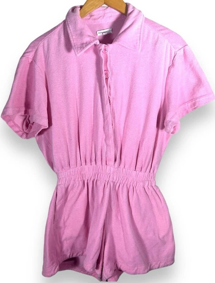 cover up Good American Terry Cloth Bubblegum Pink Cotton Short Romper Size 0 eBay - allipotea $25