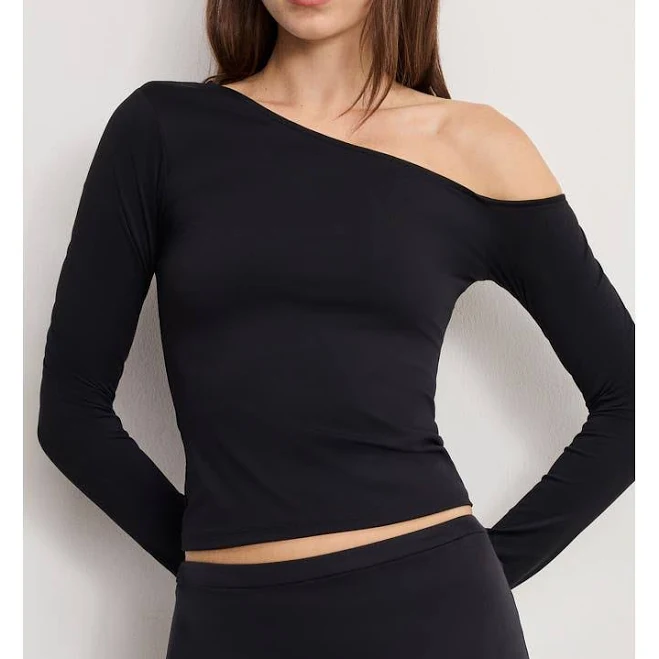 one shoulder top Good American Weightless Sculpting One Shoulder Top Nordstrom $98