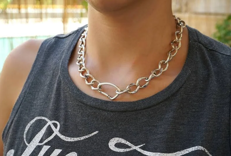 accessory Gothic Chunky Silver Chain Choker Etsy - WalktheTalkJewelry $37.59