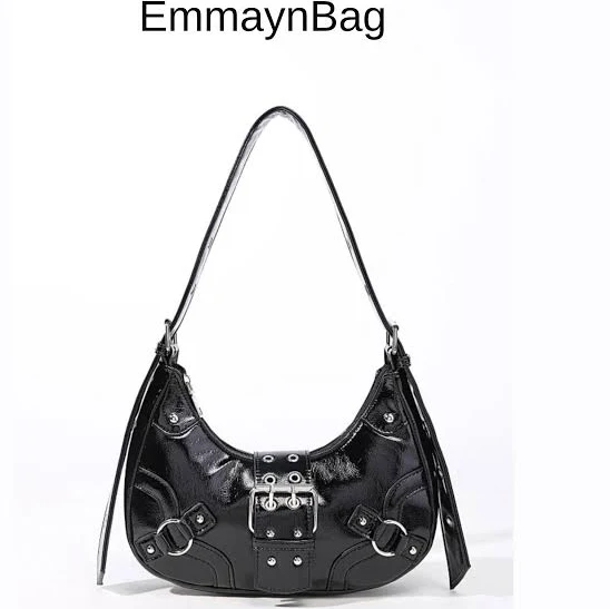 bag Gothic Patent Leather Shoulder Bag with Buckle Etsy - Seller $46.2