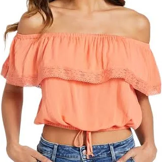 off-shoulder top GUESS Women's Belize Off-Shoulder Crop Top Guess Factory $24.97