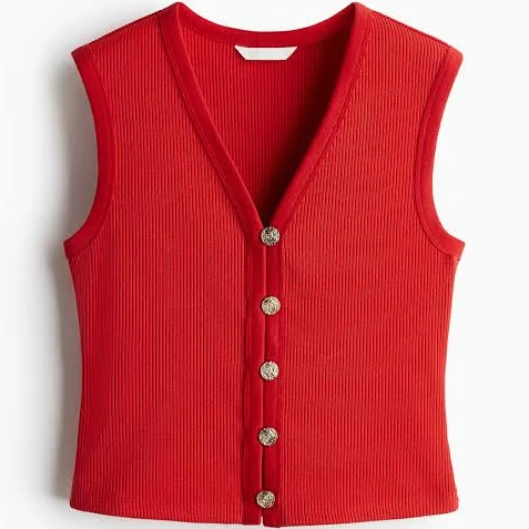 outerwear H&M Ladies Button-Front Sweater Vest H&M $19.99