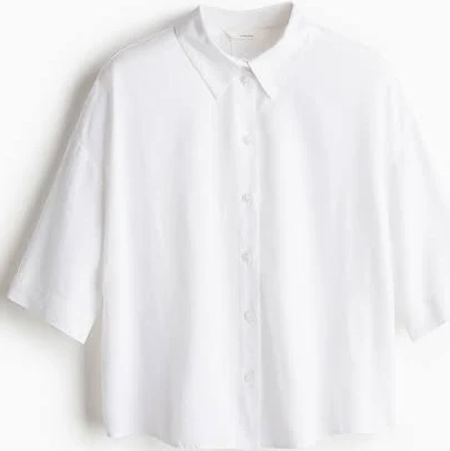 linen outfits H&M Ladies Linen-Blend Shirt H&M $24.99