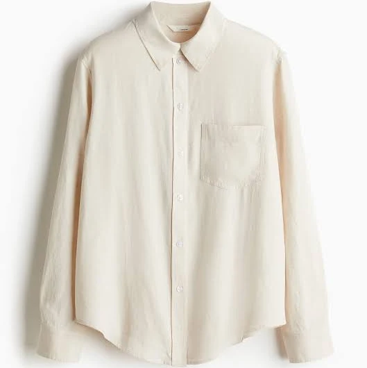 outfits H&M Ladies Linen-Blend Shirt H&M $29.99