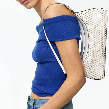 top H&M Ladies Off-The-Shoulder Rib-Knit Top H&M $14.99