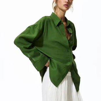 shirt H&M Ladies Oversized Linen-Blend Shirt H&M $39.99