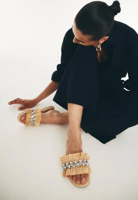 shoes H&M Ladies Rhinestone-Embellished Sandals H&M $34.99