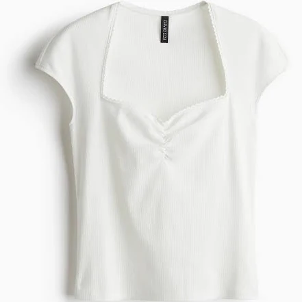 top H&M Ladies Ribbed Sweetheart-Neck Top H&M $5.99