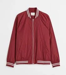 outerwear H&M Men's Bomber Jacket Red White Striped Accents Full Zip Lightweight XL eBay $23