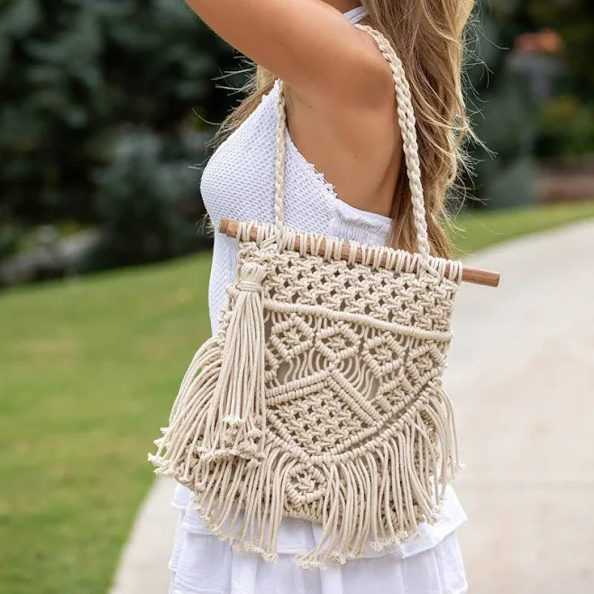 bag Handmade Boho Cotton Macrame Fringe Handbag Etsy - ShopAnju $47.5