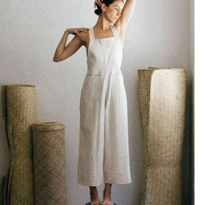 jumpsuit Handmade Linen Backless Boho Wide-Leg Jumpsuit Etsy - Seller $89