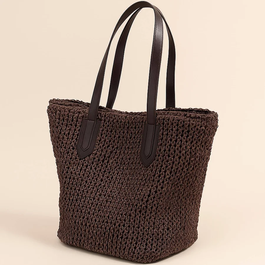 bag Handwoven Straw Tote Bag with Leather Handles Etsy - Seller $54.56