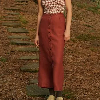 skirt Heidi Heavy Linen Snap Button Skirt Etsy - Linenfox $136.54