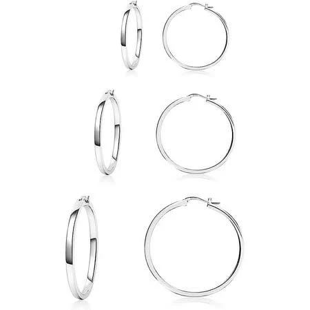 accessory Hibalala 925 Sterling Silver Lightweight Hypoallergenic Hoop Earrings (3 Pairs) Walmart - FIGURIO FUNHOUSE $5.98