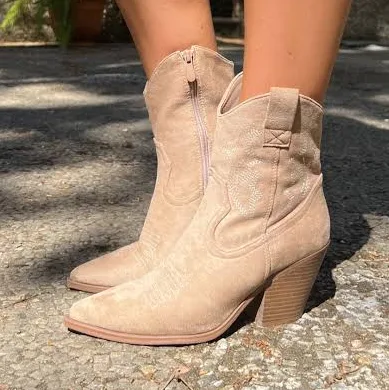 shoes HL London Women's Faux Suede Ankle Cowboy Boots HL London $65