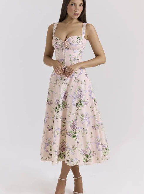 dress House of CB Rosalee Floral-Print Stretch-Cotton Midi Dress House of CB $269
