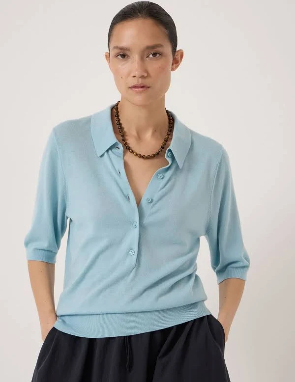 blouses Hush Women's Fine Knit Short Sleeve Polo Top Hush $91