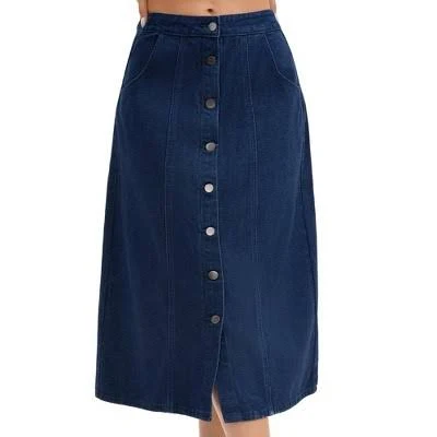 skirt Inspire Chic Women's Denim Button Down Front Slit High Waisted Midi Skirt Target $35.99