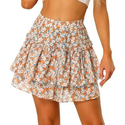 skirt Inspire Chic Women's Floral Tiered Ruffle Mini Skirt Target $33.49