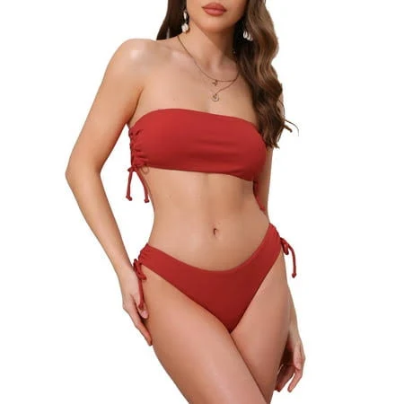 swimsuit Inspire Chic Women's Ribbed Bandeau Bikini Set Walmart - Tasharina Corp $19.99