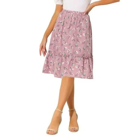 skirt Inspire Chic Women's Ruffle Hem Elastic Waist Flowy Midi Skirt Walmart - Tasharina Corp $25.99