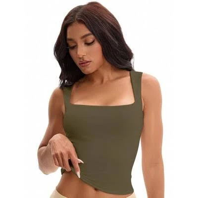 top INSPIRE CHIC Women's Square Neck Plain Back Sleeveless Basic Fitted Tank Tops 2 Packs Target $18.99