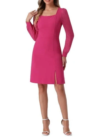 dress Inspire Chic Women's Square Neck Split Side Semi-Sheer Puff Sleeve Mini A- Walmart - Tasharina Corp $32.99