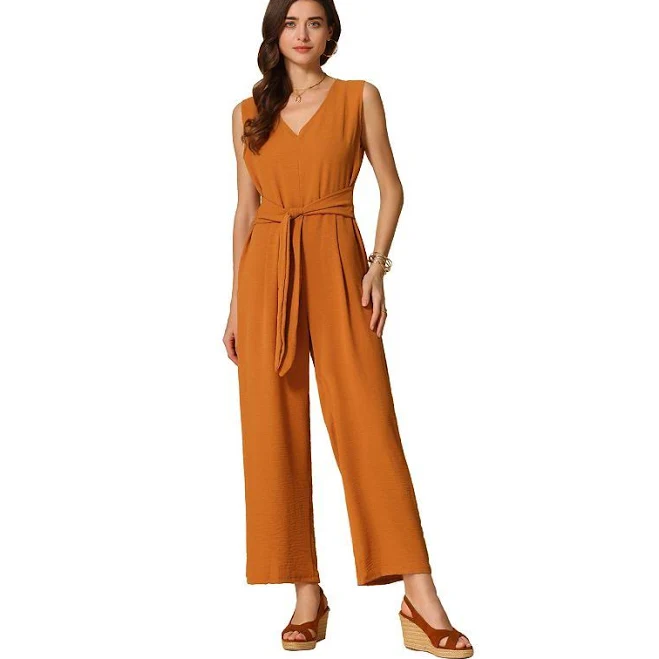 jumpsuit Inspire Chic Women's V Neck Tie Front Wide Leg Jumpsuit Kohl's $37.99