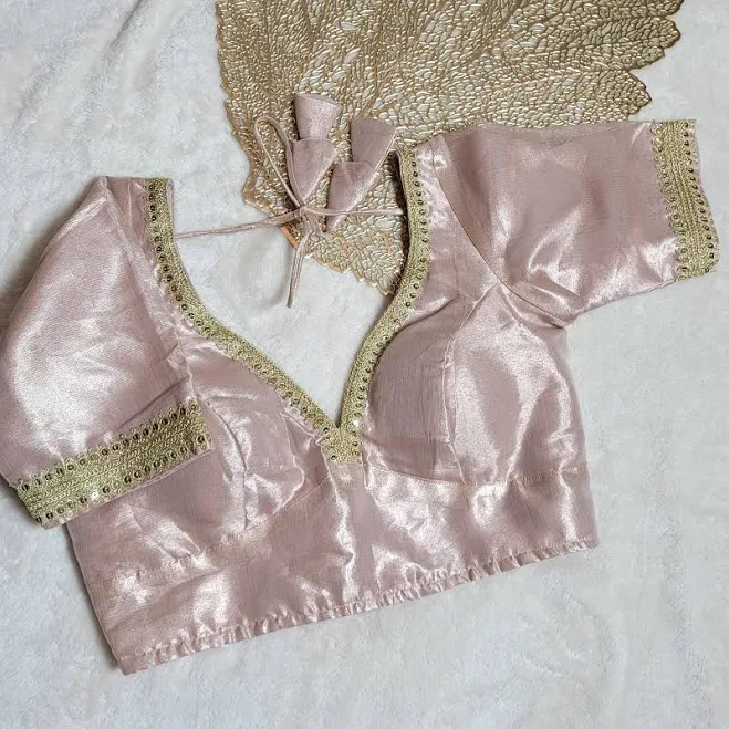 off-shoulder top Intricate Lace Banarasi Tissue Silk Blouse Laasya $40