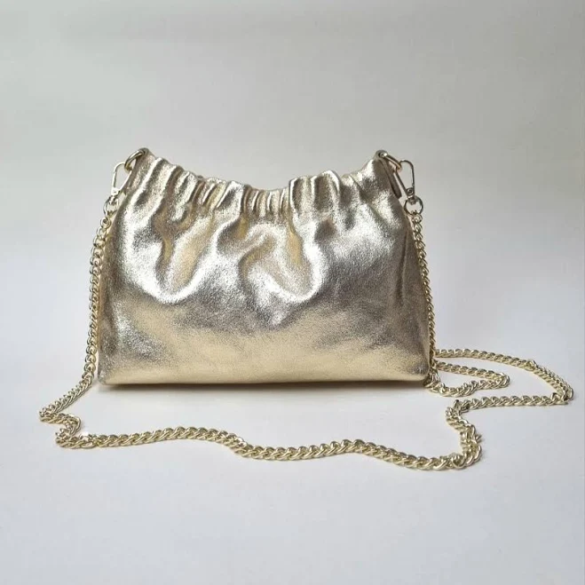 bag Italian Leather Metallic Gold Crossbody Clutch Bag Etsy - Seller $52.26